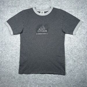 Vintage Adidas T Shirt Men's size medium Grey Ringer Graphic 90s‎ Short Sleeve
